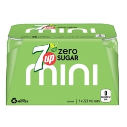 7Up Zero Sugar Lemon Lime Soft Drink 6x222.0 ml, $0.37/100ml