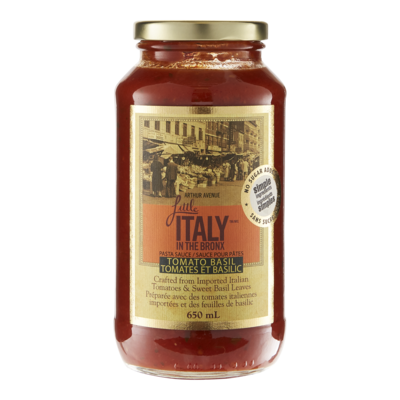Little Italy In The Bronx Sauce tomate et basilic pour pâtes 650 ml, 1,69 $/100ml