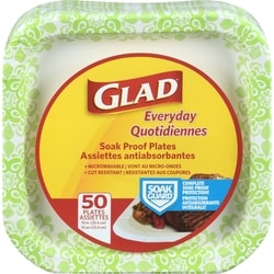 Glad 10.25" Square Paper Plates 1 ea, $0.26/1ea