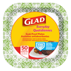 Glad Assiettes carrées en papier de 10,25 po 1 ea, 0,26 $/1ch