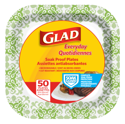Glad Assiettes carrées en papier de 10,25 po 1 ea, 0,24 $/1ch