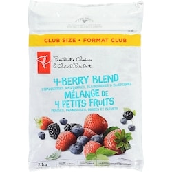 le Choix du Président Mélange de 4 petits fruits : fraises, framboises, mûres et bleuets, format club 2 kg, 1,00 $/100g
