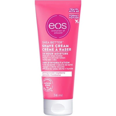 EOS Crème de rasage Shea Better à la grenade et à la framboise, en format voyage 74 ml, 4,73 $/100ml