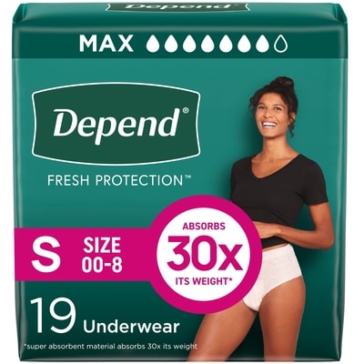 Depends Fresh Protection Adult Incontinence Underwear for Women (Formerly Fit-Flex), Disposable, Maximum, Small, Blush, 19 Count 19 ea, $1.16/1ea