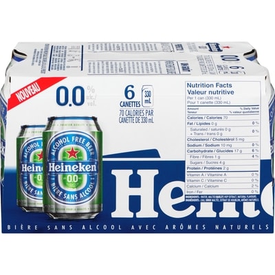 Heineken Bière non alcoolisée de type Lager, 0.0 6x330.0 ml, 0,66 $/100ml