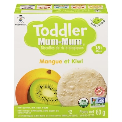 Hot Kid Biscuits de riz biologique, mangue et kiwi 60 g, 6,32 $/100g