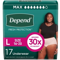 Fresh Protection Adult Incontinence Underwear for Women (Formerly Fit-Flex), Disposable, Maximum, Large, Blush, 17 Count