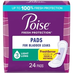 Incontinence Pads for Women, Light Absorbency, Long, 24 Count