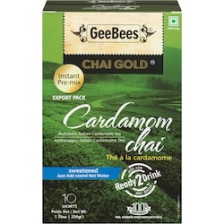 GeeBees Chai Gold Authentique Indien Cardamome Thé Cardamom Chai 10 Sachets 220 g 220 g, 2,59 $/100g