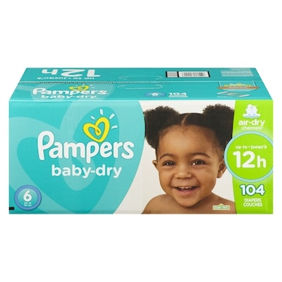 Pampers Couches Baby-Dry, taille 6, 104 couches 104 ea, 0,35 $/1ch