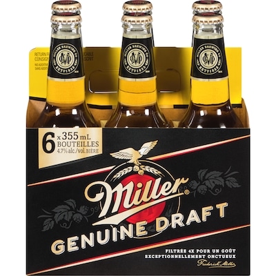 Miller Bière Genuine Draft (Pièce d’identité requise au moment du ramassage) 6x355.0 ml, 0,74 $/100ml