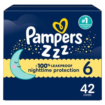 Pampers ZZZ Overnight Diapers, Size 6, 42 Count 42 ea, $0.81/1ea