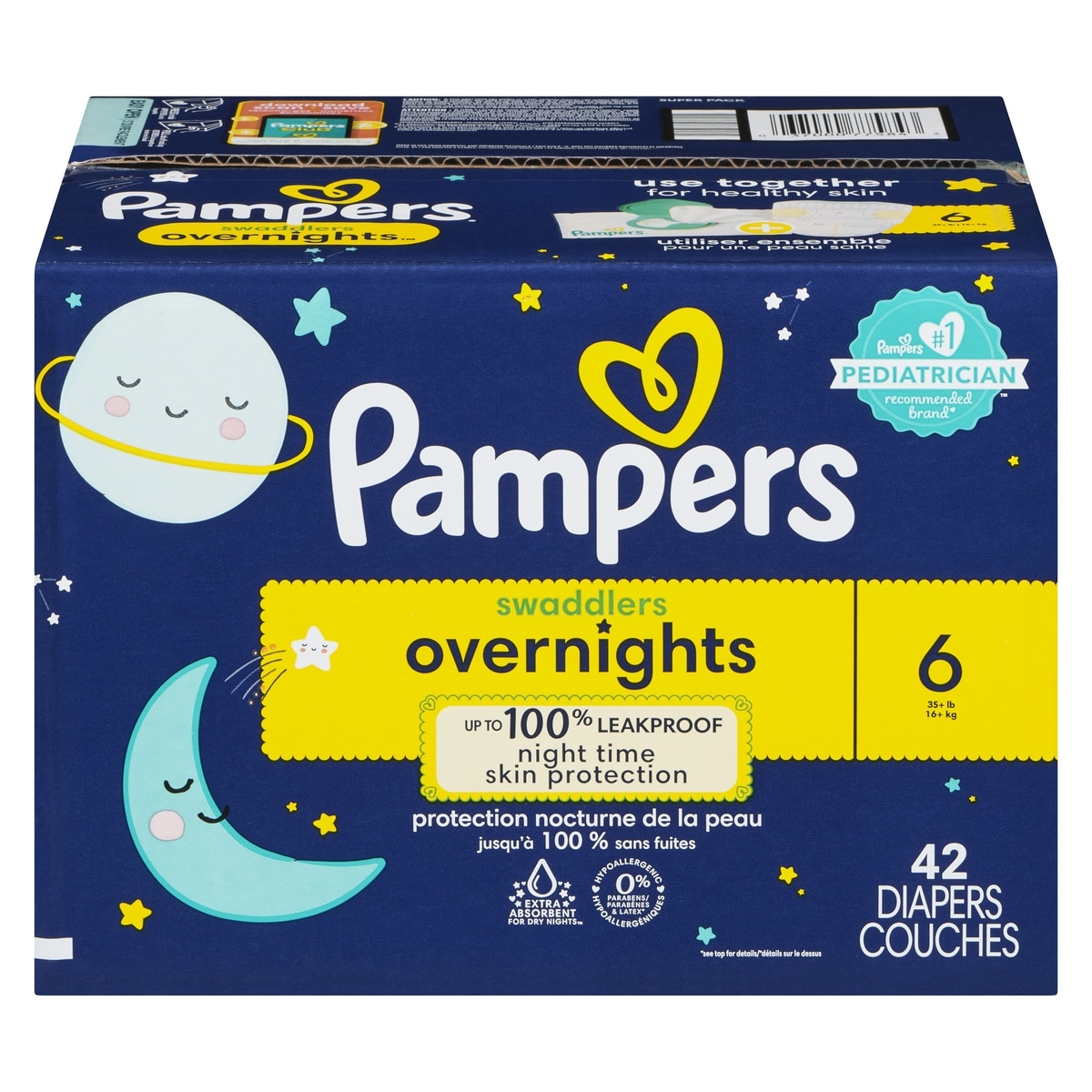 Pampers Swaddlers Overnight Diapers Size 6 42 Count 42 ea, $0.79/1ea