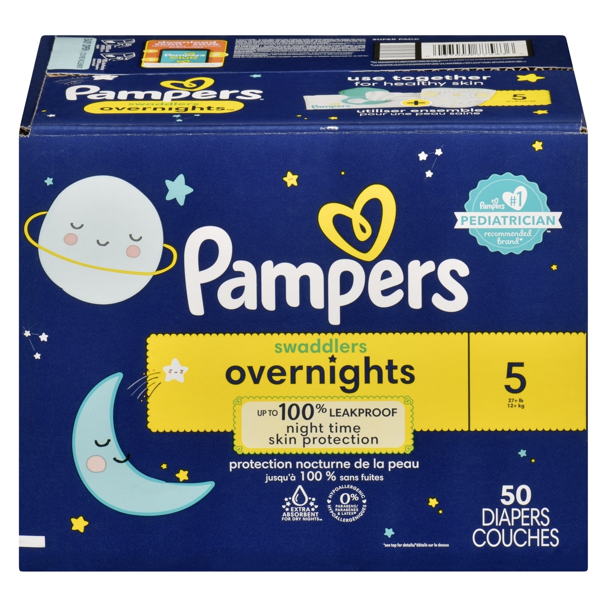 Pampers Swaddlers Overnight Diapers Size 5 50 Count 50 ea, $0.66/1ea