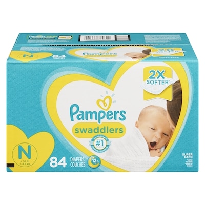 Pampers Couches Swaddlers pour nouveau-nés, taille 0, 84 couches 84 ea, 0,36 $/1ch