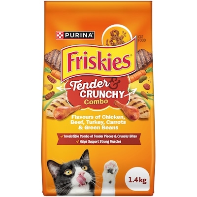 Purina Friskies Grillers Tender and Crunchy Combo Assorted Flavours, Dry Cat Food 1.4 kg, $0.57/100g