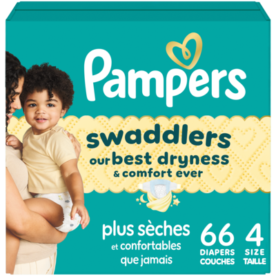 Pampers Couches Swaddlers, taille 4, 66 unités 66 ea, 0,41 $/1ch