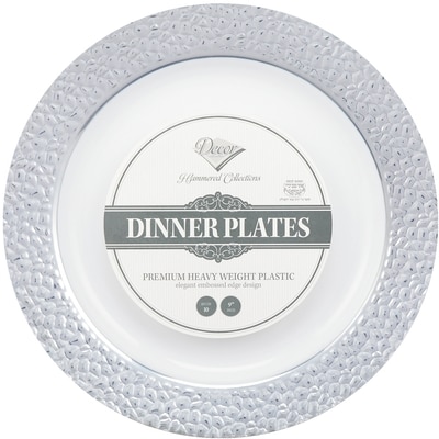 Decor Décor Hammered White Plates, 9" 10x1.0 ea, $1.10/1ea