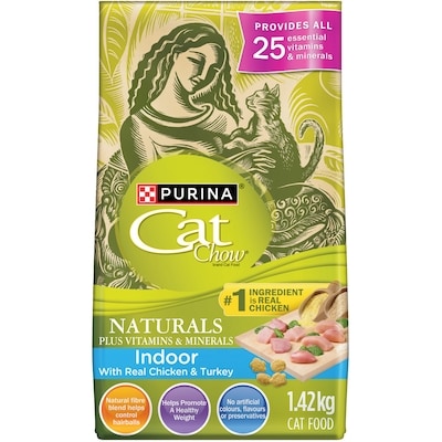Purina Cat Chow Naturals Real Chicken and Turkey, Dry Cat Food 1.42 kg, $0.70/100g