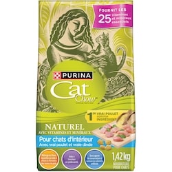 Purina Cat Chow Naturel avec Vrai Poulet et Vrai Dinde, Nourriture Sèche pour Chats 1,42 kg 1.42 kg, 0,60 $/100g