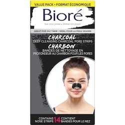 Bioré Deep Cleansing Charcoal Pore Strips Value Pack for Instant Pore Unclogging and Blackhead Removal, 14ct 