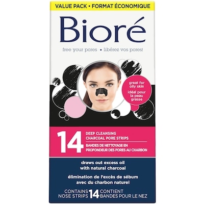 Biore Bandes de nettoyage en profondeur des pores au charbon de Bioré - format économique, 14ct 14 ea, 1,21 $/1ch
