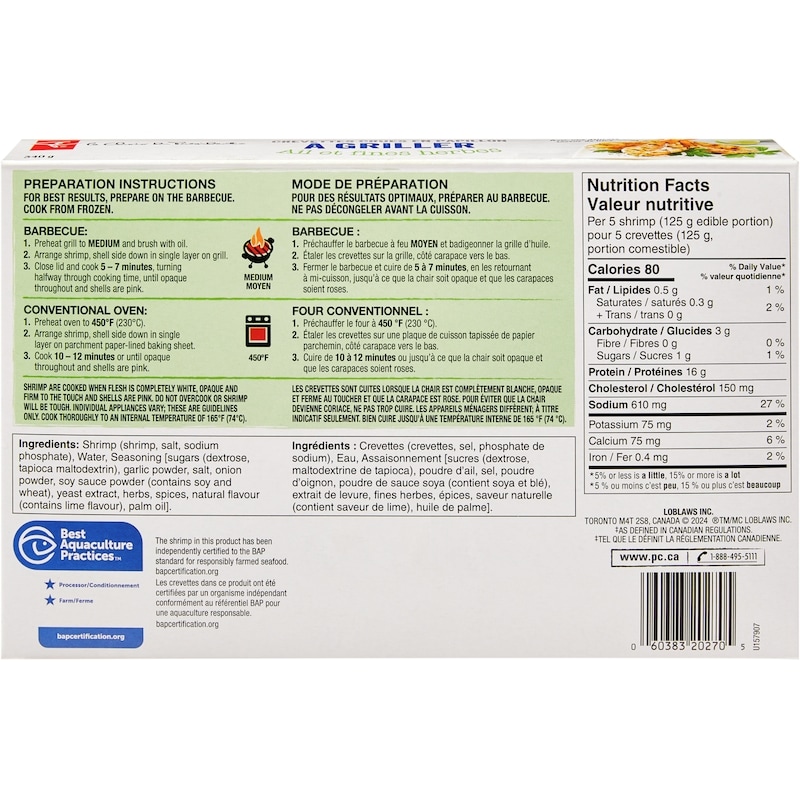 Garlic and Herb Grilling Raw Butterflied Shrimp