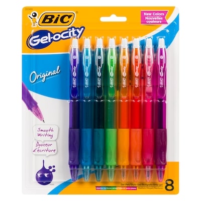 BIC Stylo gel BIC Gel-ocity à séchage rapide, pointe moyenne 8x1.0 ea, 1,44 $/1ch