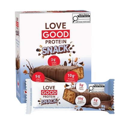 LoveGoodFats Barre Collation Beurre d'Arachide Chocolaté 12x39.0 g, 7,69 $/100g