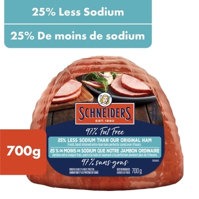 Schneiders Jambon fumé à faible teneur en sodium et sans gras à 97 % 700 g, 2,28 $/100g