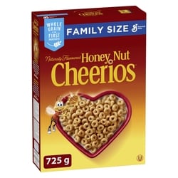 General Mills Honey Nut Cheerios Breakfast Cereal, Family Size, Whole Grains 725 g, $0.69/100g