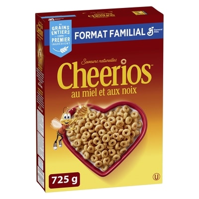 General Mills Céréales à base de grains entiers Cheerios miel et noix, format familial 725 g, 0,97 $/100g