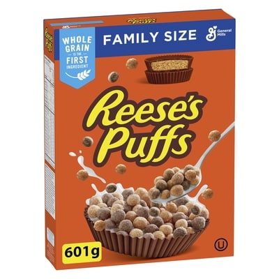 General Mills Reese's Puffs Breakfast Cereal, Peanut Butter Chocolate, Family Size 601 g, $0.83/100g