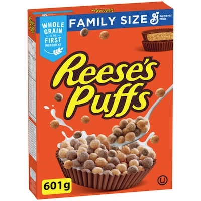 General Mills Reese's Puffs Breakfast Cereal, Peanut Butter Chocolate, Family Size 601 g, $1.33/100g