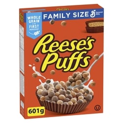 General Mills Reese's Puffs Breakfast Cereal, Peanut Butter Chocolate, Family Size 601 g, $1.33/100g