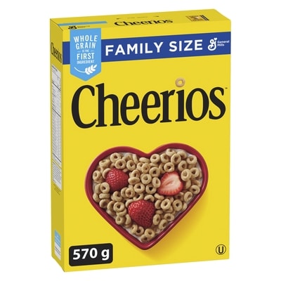 General Mills Original Cheerios Breakfast Cereal, Family Size, Whole Grains 570 g, $0.88/100g