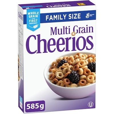 General Mills Multi Grain Cheerios Breakfast Cereal, Family Size, Whole Grains 585 g, $1.19/100g