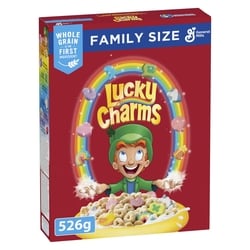 General Mills Lucky Charms Breakfast Cereal with Marshmallows, Family Size, Whole Grains 526 g, $1.23/100g