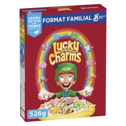 General Mills Lucky Charms, Céréales de Petit Déjeuner Avec des Guimauves, Grains Entiers, Format Familial 526 g, 1,52 $/100g