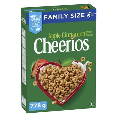 General Mills Cheerios Cereal Apple Cinnamon Family Size 778 g, $0.96/100g