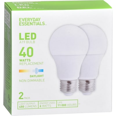 Everyday Essentials Light Bulbs, A19 40W LED Daylight 1 ea, $3.50/1ea