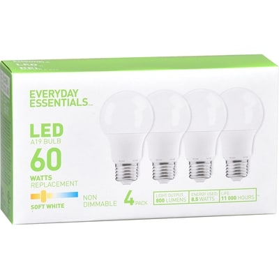 Everyday Essentials Light Bulbs, A19 60W LED Soft White 1 ea, $2.75/1ea