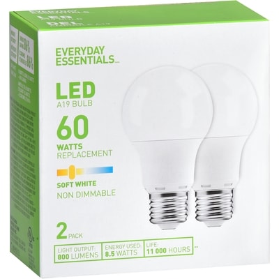 Everyday Essentials Light Bulbs, A19 60W LED Soft White 1 ea, $3.50/1ea