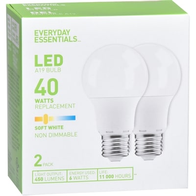 Everyday Essentials Ampoules A19 de 40 W, DEL blanc doux 1 ea, 3,00 $/1ch
