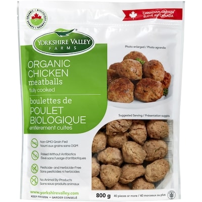 Yorkshire Valley Farms Boulettes de poulet biologiques, entièrement cuites 800 g, 2,50 $/100g