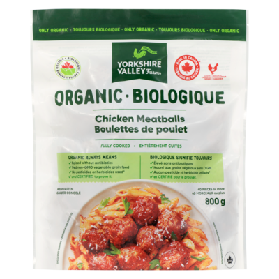 Yorkshire Valley Farms Boulettes de poulet biologiques, entièrement cuites 800 g, 2,50 $/100g
