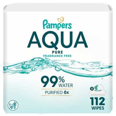 Pampers Aqua Pure Sensitive Baby Wipes 2X Pop-Top 112 Count 112 ea, $0.09/1ea
