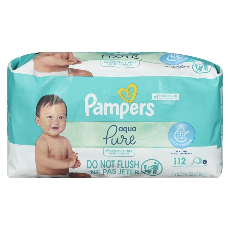 Aqua Pure Sensitive Baby Wipes 2X Pop-Top 112 Count