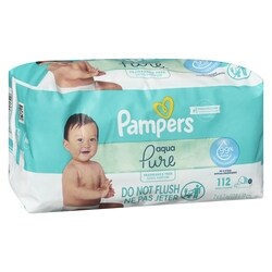Pampers Aqua Pure Sensitive Baby Wipes 2X Pop-Top 112 Count 112