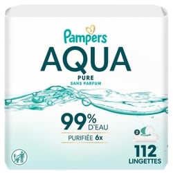 Pampers Lingettes pour bébés Aqua Pure, 112 unités 2X 112 ea, 0,08&nbsp;$/1ch